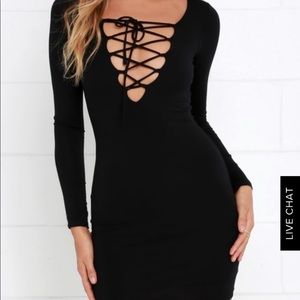 Lulus Lace Up Hourglass Black Dress Size L